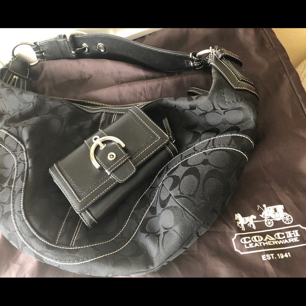 Coach hobo bag with matching wallet.